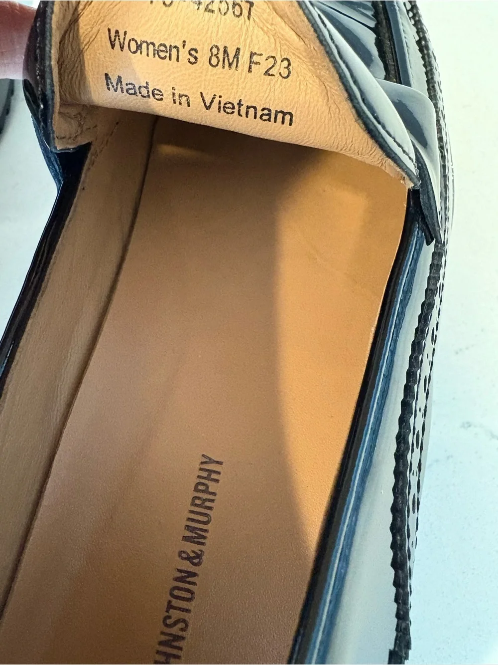 Black Patent Leather Platform Johnston & Murphy Loafers